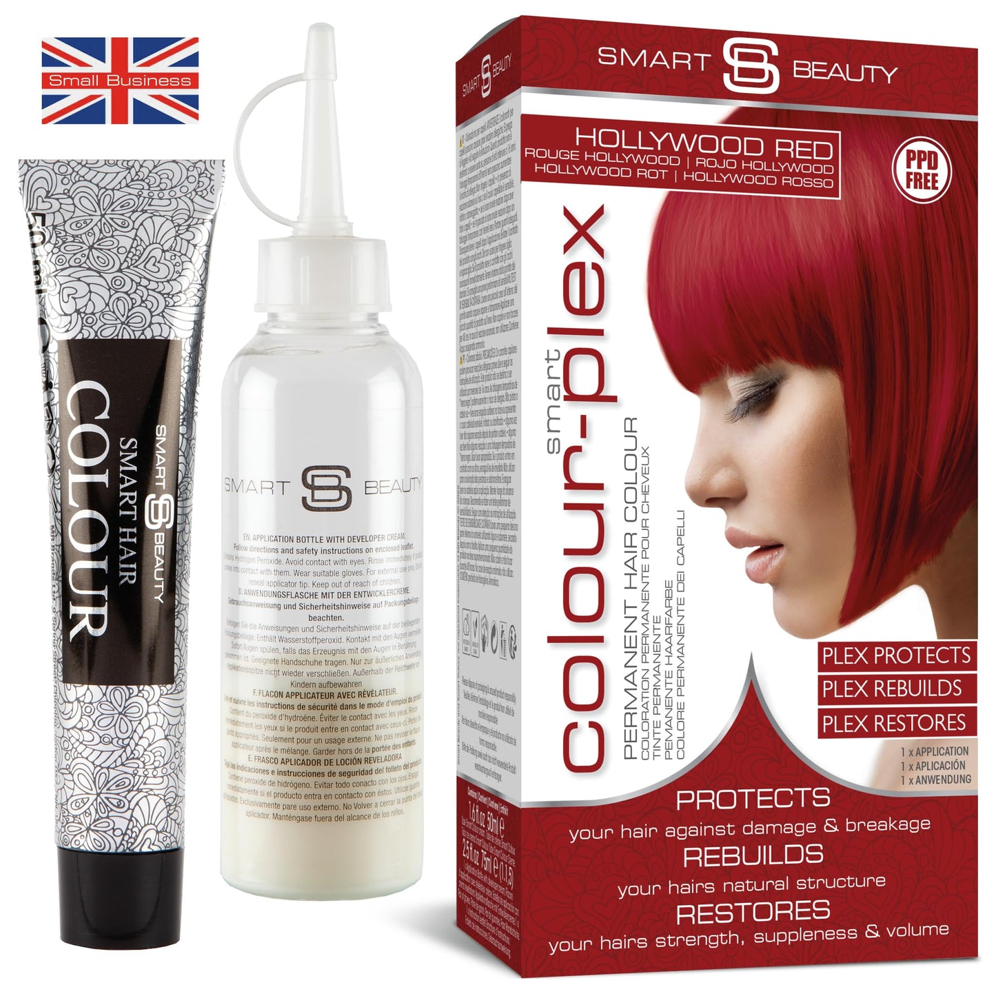 Hollywood Red Hair Dye Permanent with Anti-Breakage Plex Hair Care, Vegan & Cruelty-Free, PPD Free Hair Dye, Grey Coverage, bright red Hair Colour,