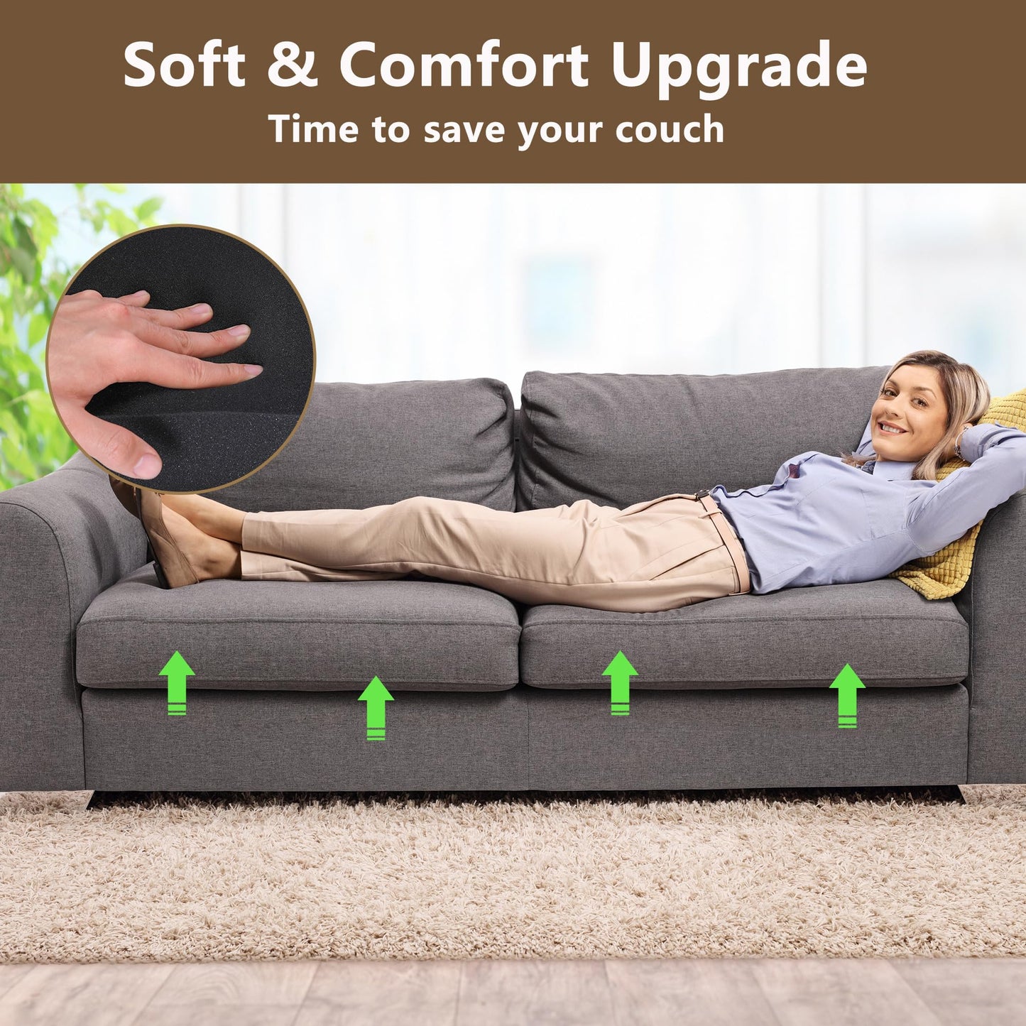 GIONAR 2 Pack 55x55cm Sofa Cushion Support-Repair Foam for Sagging Seat