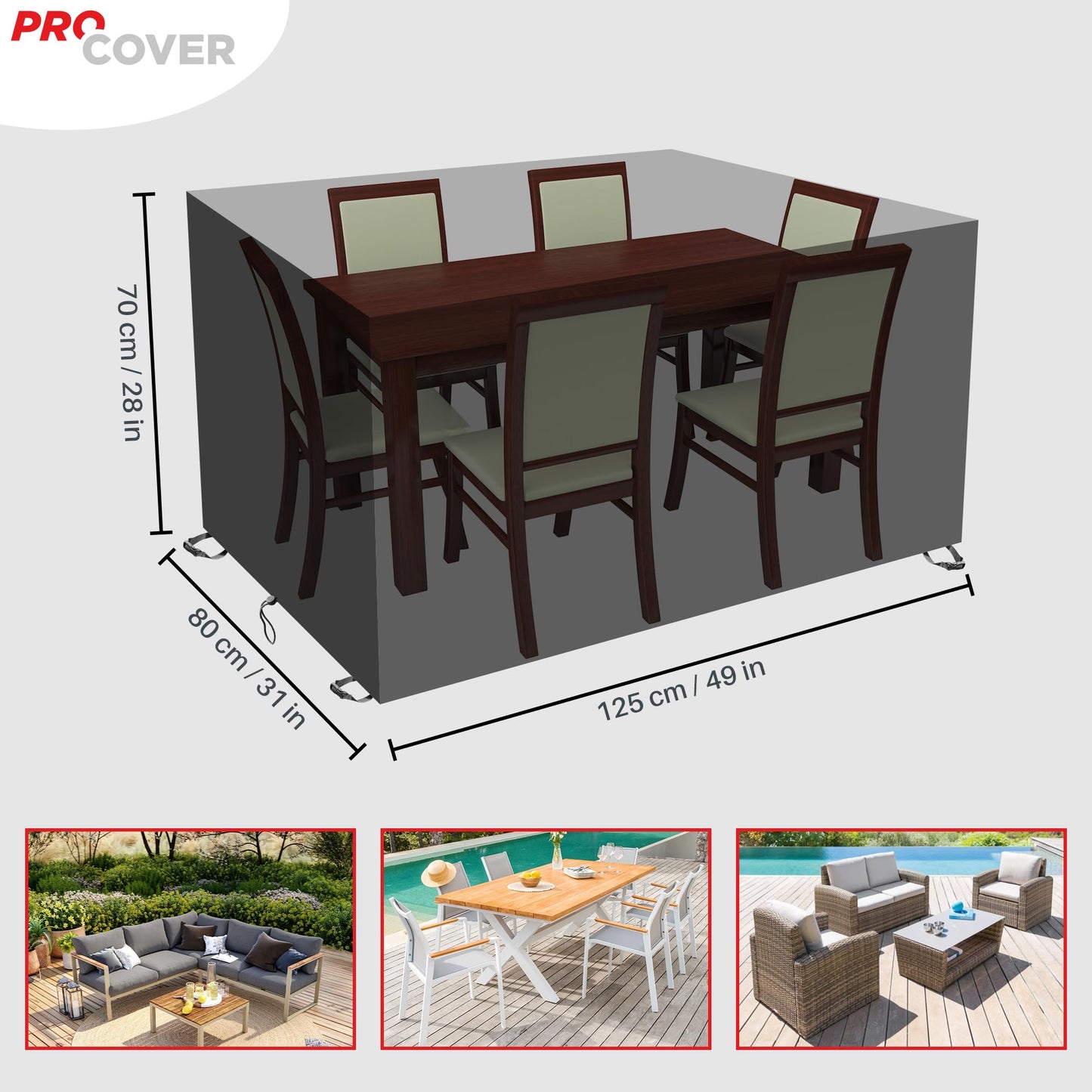 Premium Outdoor Furniture Cover: Durable, Waterproof Fabric with PVC Coating. Thick, Long-Lasting, Ideal for Garden Table, Lounge, Furniture, Terrace.