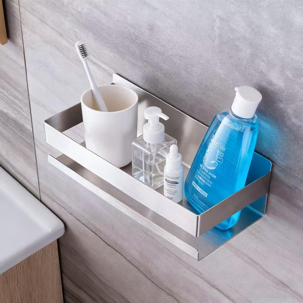 Trlyane Shower Caddy No Drilling - Self Adhesive Shower Shelf and Storage, SUS304 Stainless Steel Bathroom Caddy Bath Shampoo Holder Bathroom