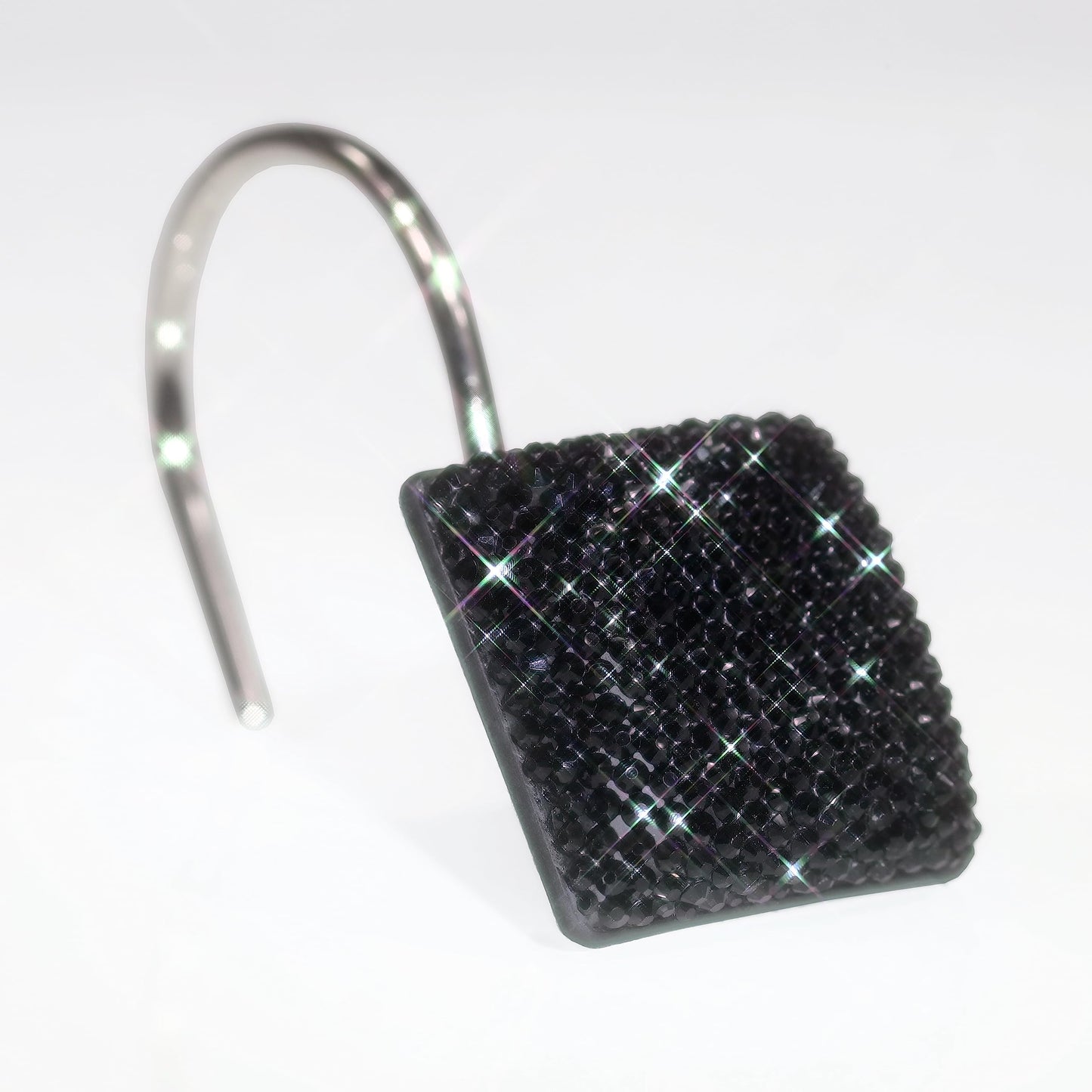 Glitter Shower Curtain Hooks Rings: Bling Sparkle Shiny Crystal Diamond Decorative Shower Curtain Hooks for Christmas & Holidays - Luxury Fancy Glam