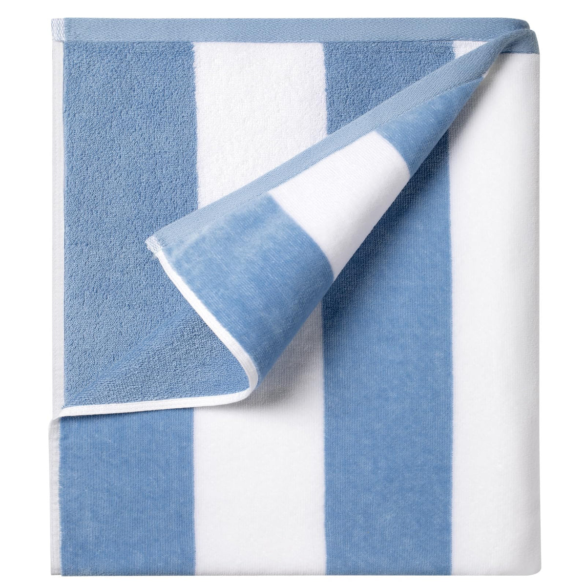 Ouxiaobai Cotton Oversized Beach Towel - 35 x 70 Inch Large Size Pool Towel, Striped Soft Cabana Swim Towel Blue