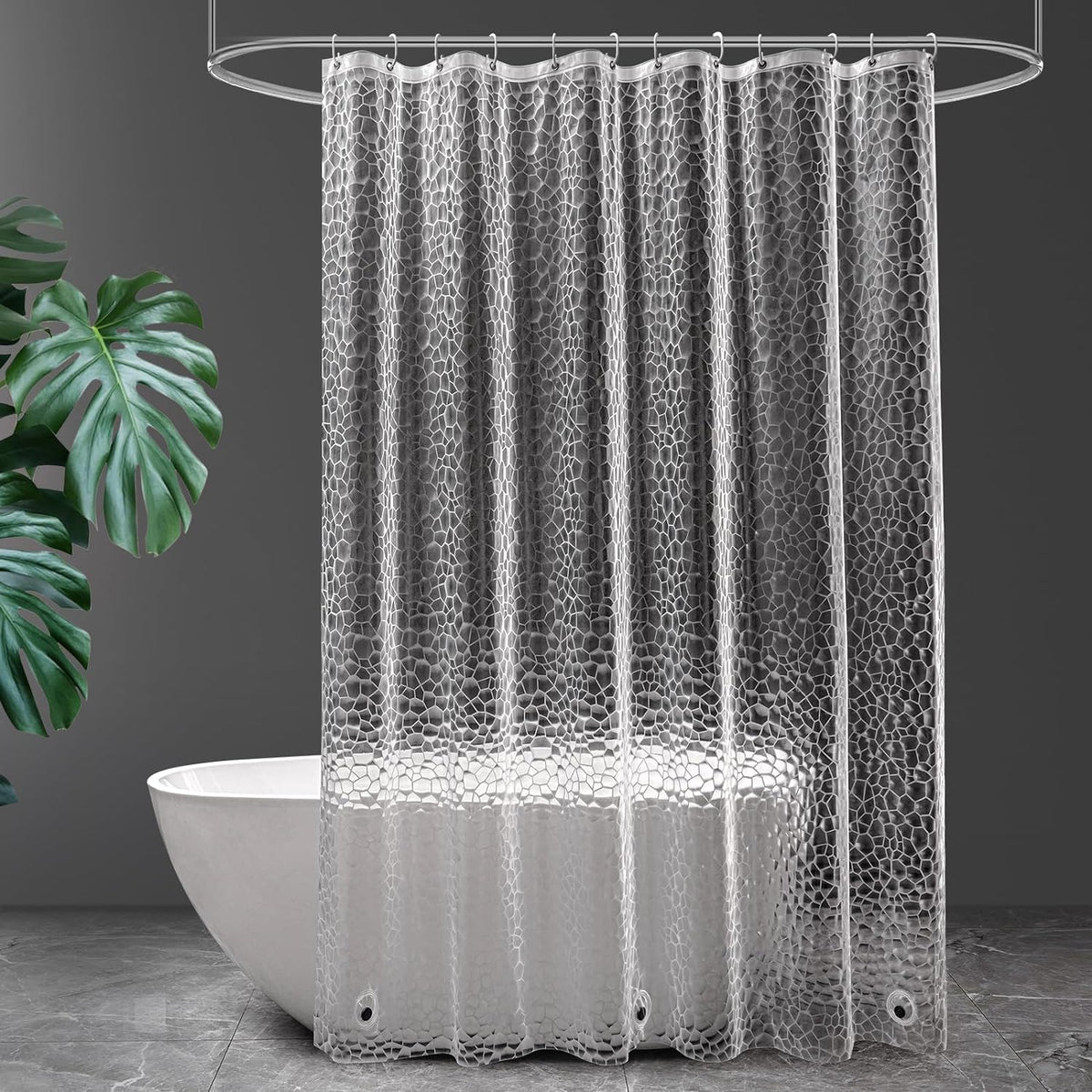 Startseite Clear Shower Curtain - 3D Effect Shower Curtains Mould Proof Resistant with 3 Magnets, PEVA Waterproof Bathroom Curtains with 12 Hooks, 180