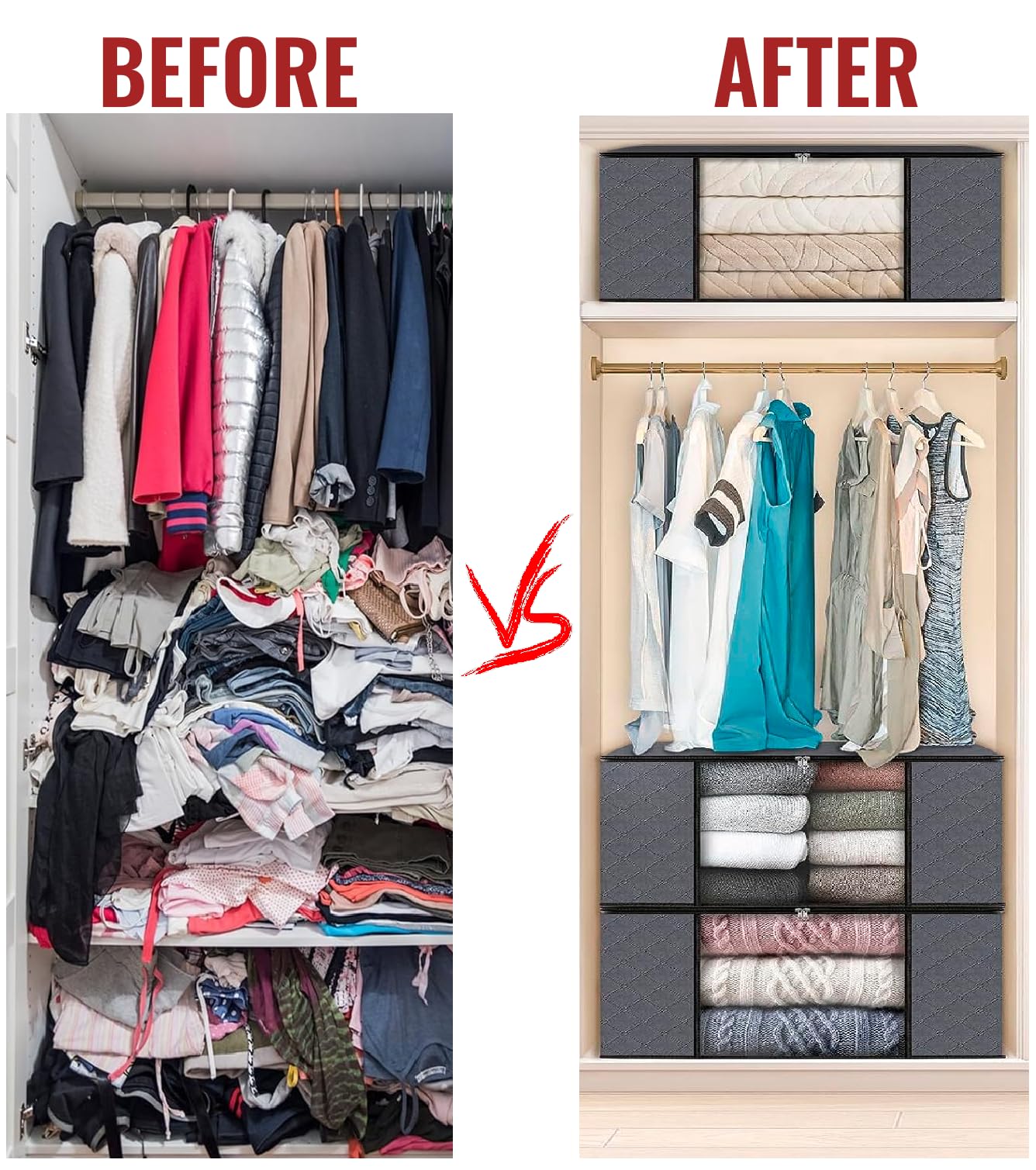 edihome, Clothes Storage Bag, (2 pieces), Wardrobe Organiser, with Reinforced Handles, Heavy Duty Cloth Pouches with Transparent Window