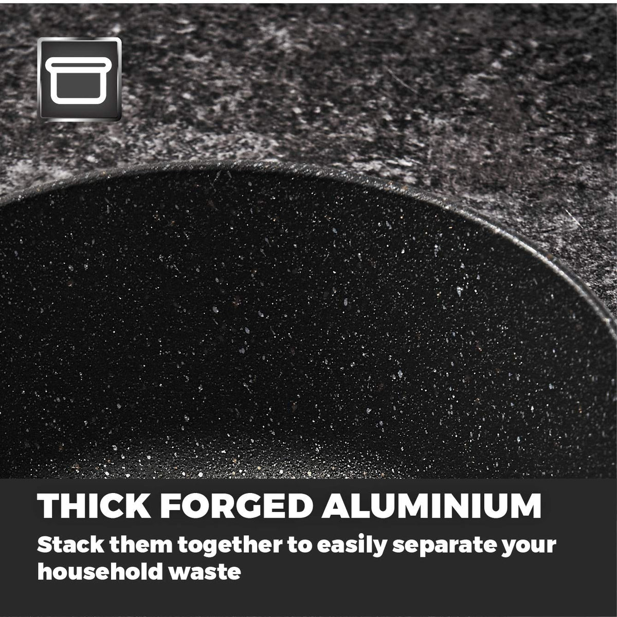 Tower T900110 Precision 5 Piece Non-Stick Forged Aluminium Pan Set with Black Diamond Coating, Soft Grip Handles, Black