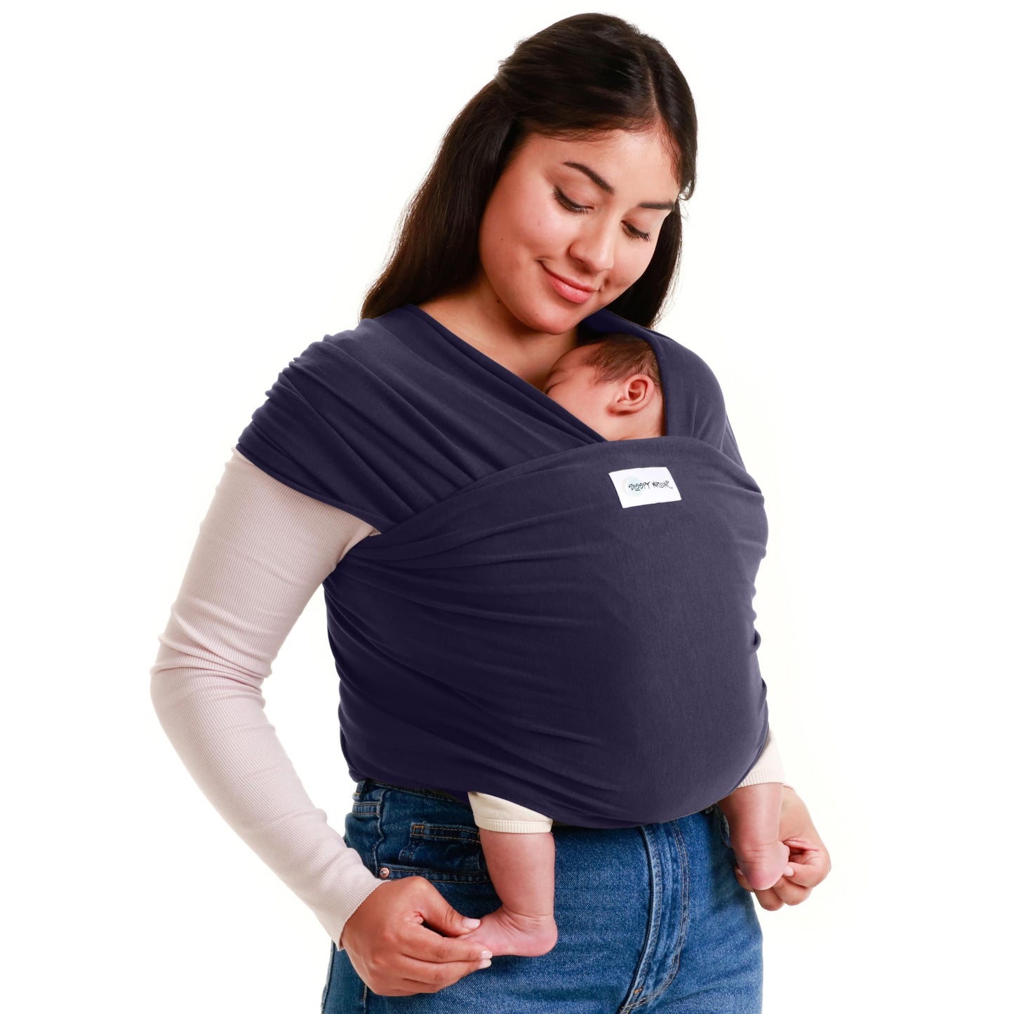 Sleepy Wrap Baby Carrier Newborn to Toddler (7-35 lbs/3-15 kg) - Hands-Free & Hip-Healthy Baby Wrap Carrier, Machine-Washable & Breathable (Navy Blue)