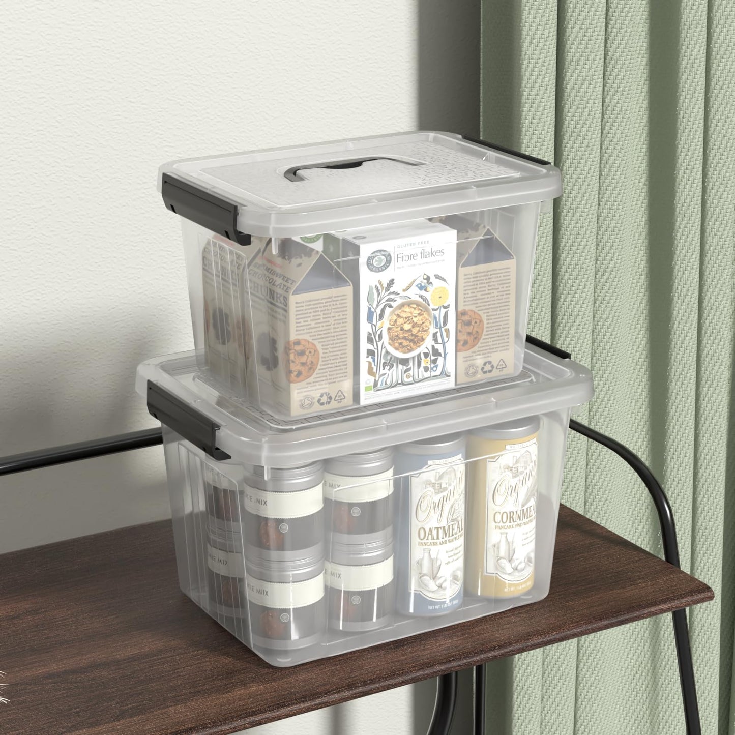 Buyitt 2 Pack Storage Box, Plastic Storage Bins with Handles (6 QT/12 QT)