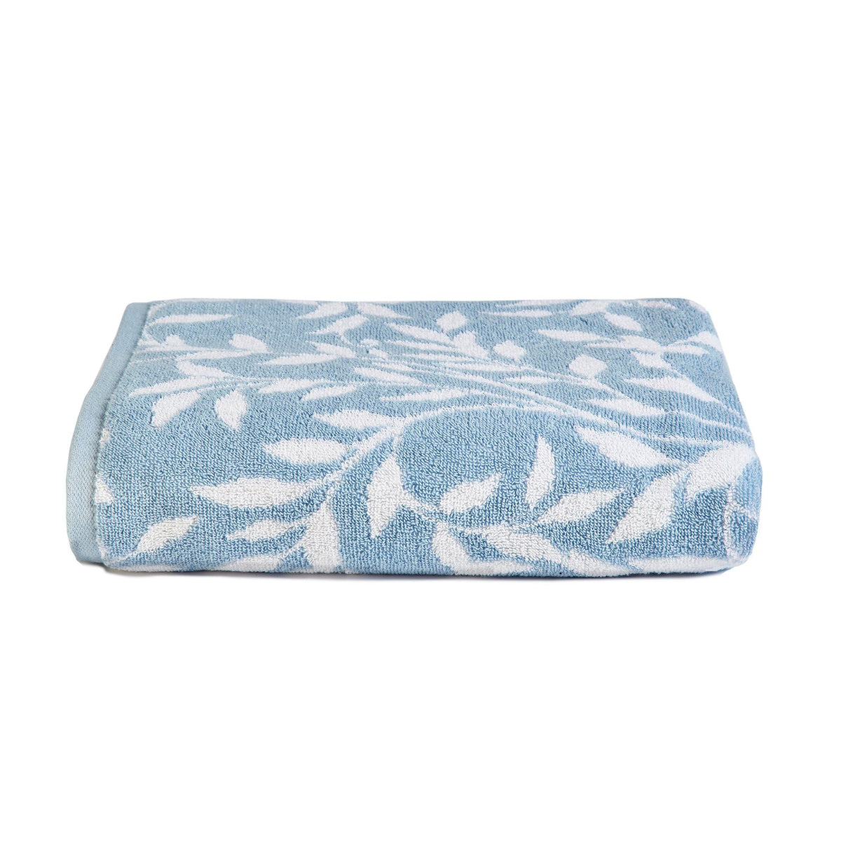 Dreams & Drapes - Blue Leaf Bath Towel 90 x 150cm - 100% Cotton - Soft Touch & Fluffy - Botanical Vintage Towel - Blue Floral Towel - Bath