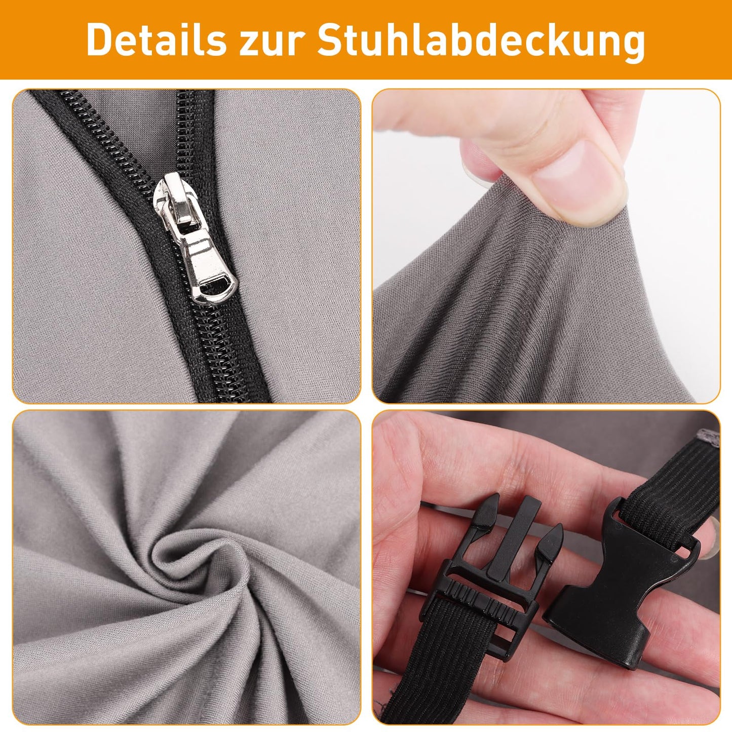 Moorle Gaming Chair Covers, Gaming Chair Covers Stretch 4 Piece, Grey Computer Chairs Cover with Armrest and Back Cover for Game Computer Office