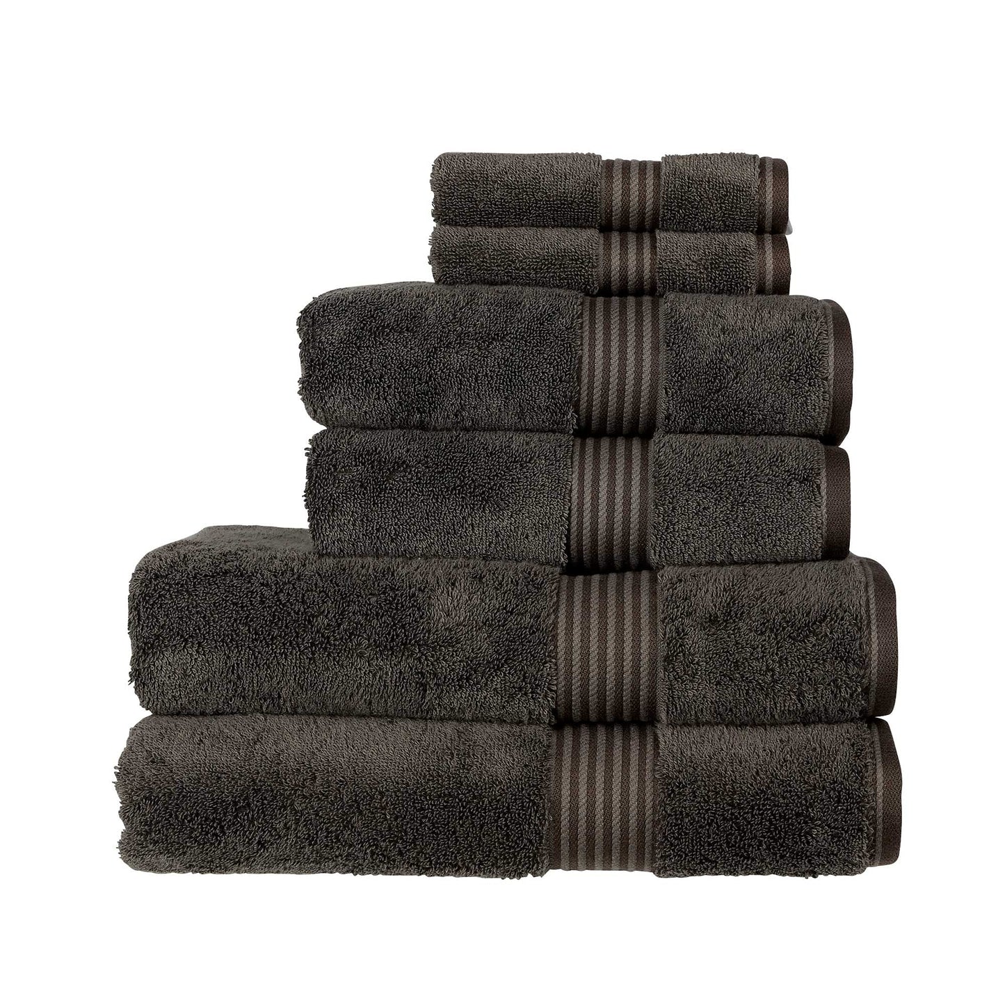 Christy Supreme Hygro 6 Piece Towel Set | Graphite Dark Grey | 100% Luxury Supima Cotton | Ultra Soft | Super Absorbent | 650GSM | 2 Bath Towels 2