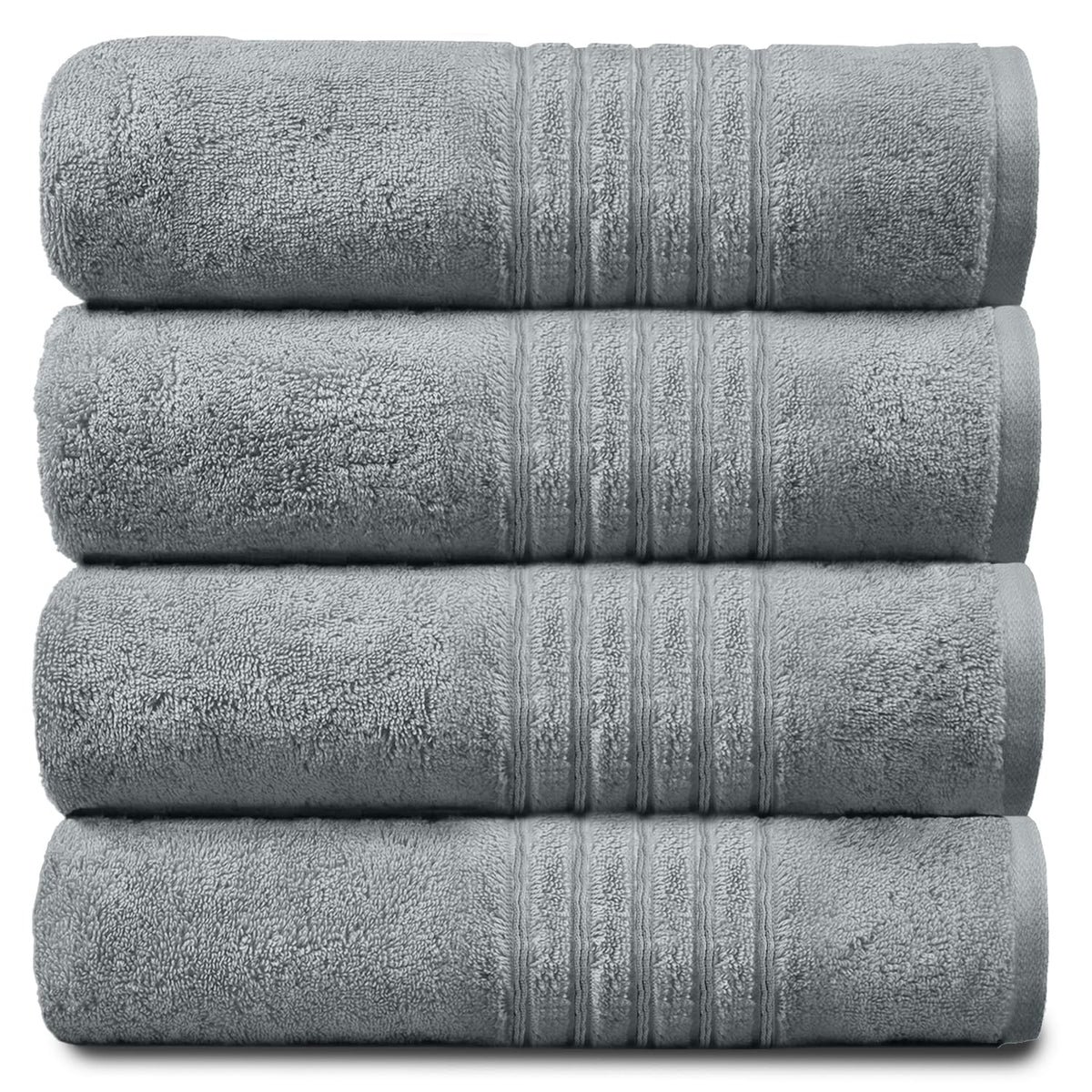 GC GAVENO CAVAILIA Luxury Pack Of 4 Bath Sheets, 100% Egyptian Cotton Towels, 450 GSM Quick Dry Towel, Silver/Grey, 80X140