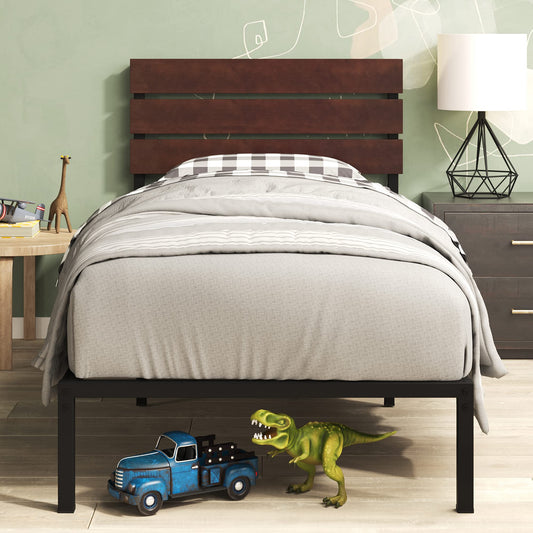 Zinus Figari Single Bed frame - Bed 90x190 cm - 31 cm Height with Underbed storage - Sustainable Bamboo and Metal Platform Bed frame with Headboard -