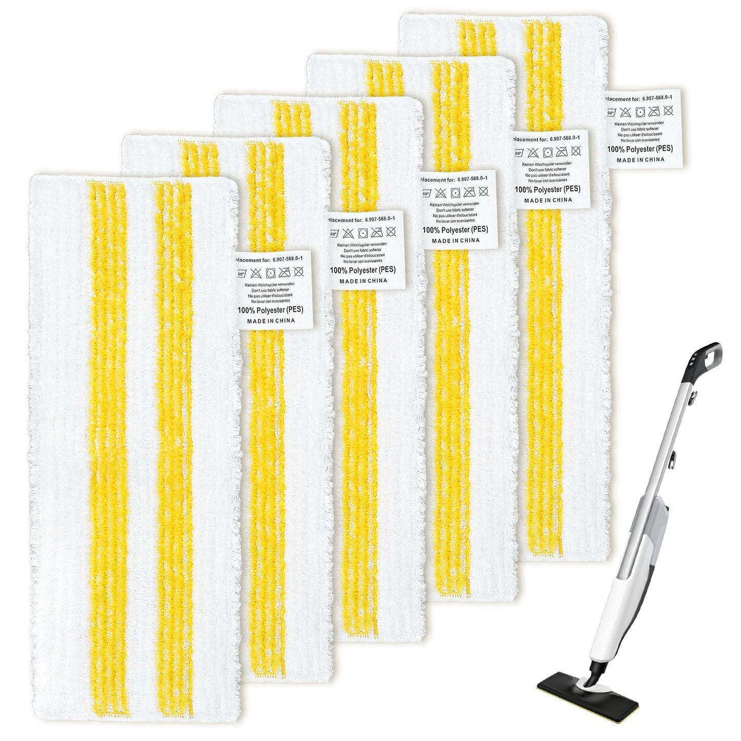 KEEPOW Compatible with Karcher Steam Cleaner Pads ? 5 Pack Microfibre Floor Cloths for EasyFix SC2 SC3 SC4 SC5 ? Washable Steam Mop Pads for Hard