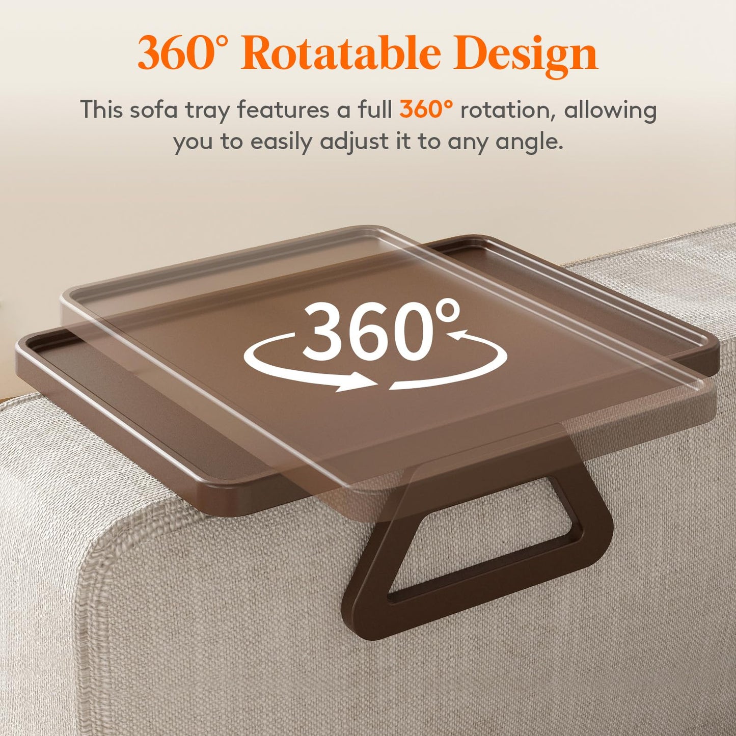 Lifewit Plastic Rotating Couch Armrest Table, Adjustable Sofa Arm Clip Holder Tray for Snack/Fast Food/Fruit/Drink