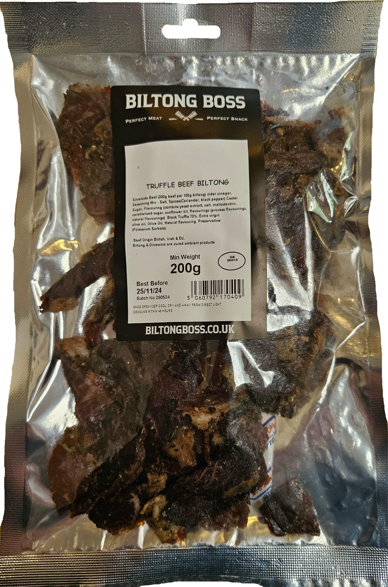 Biltong Boss - Truffle Boss Beef Biltong - Real Truffle Delectable, High Protein, Low Sugars & Carbohydrate Boss Meat Snack, 200g Pouch