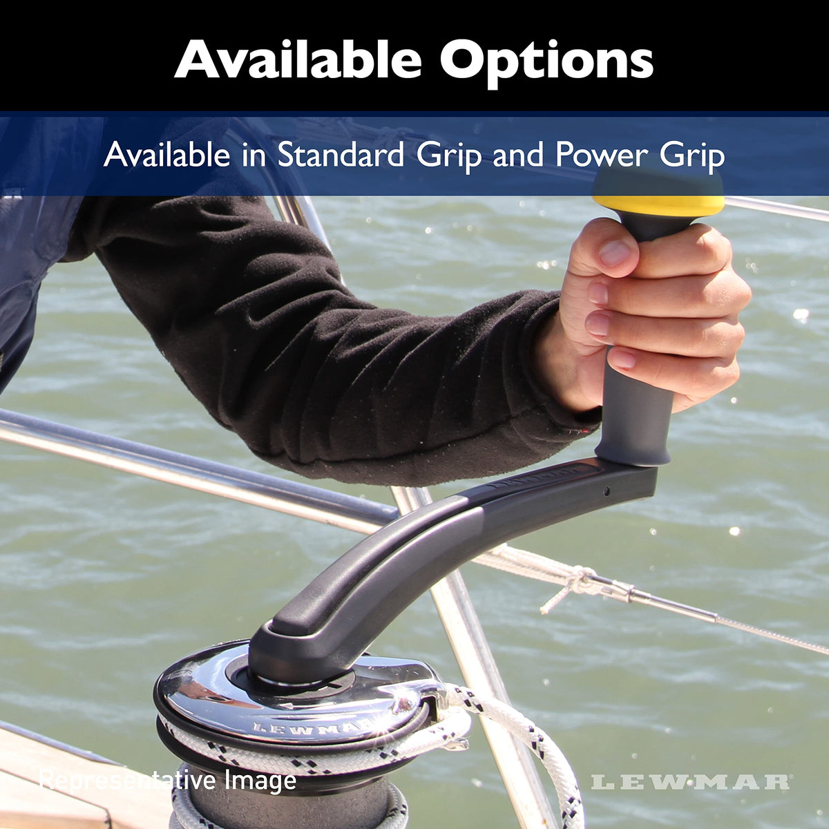 Lewmar? 8" Single Grip Winch Handle, Locking, Red with Black Grip