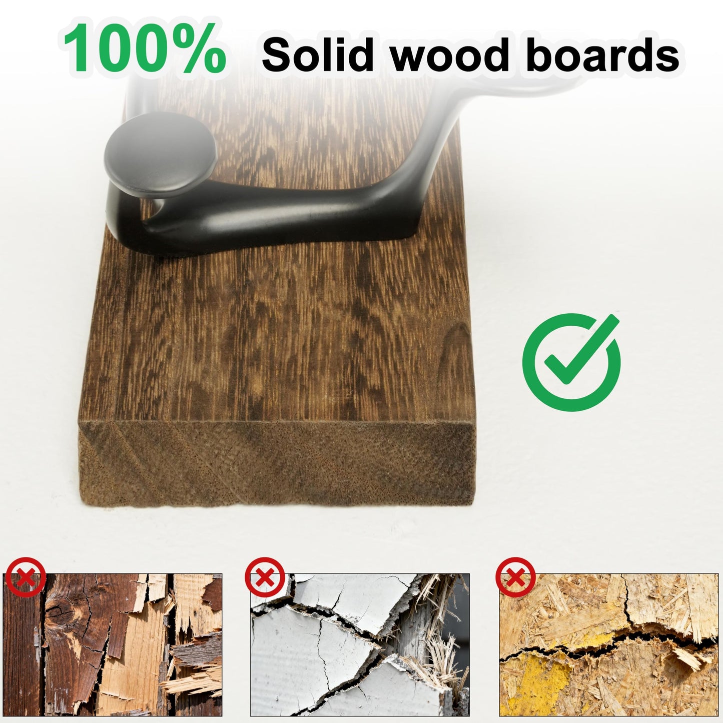 SKOLOO 43cm Wood Burnt Coat Rack Wall Mount with 3 Triple Hooks - Ideal for Family Entrances, Classrooms, and Pet Supplies Storage