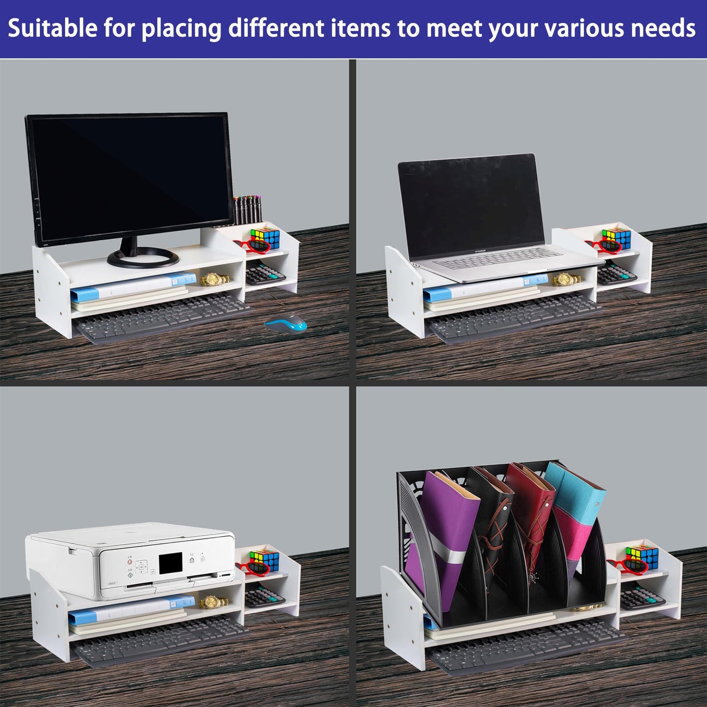 Catekro Monitor Stand Monitor Shelf Computer Booster Stand Computer Laptop Raised Table Desktop Organizer Desktop Computer Mass Storage Shelf Office