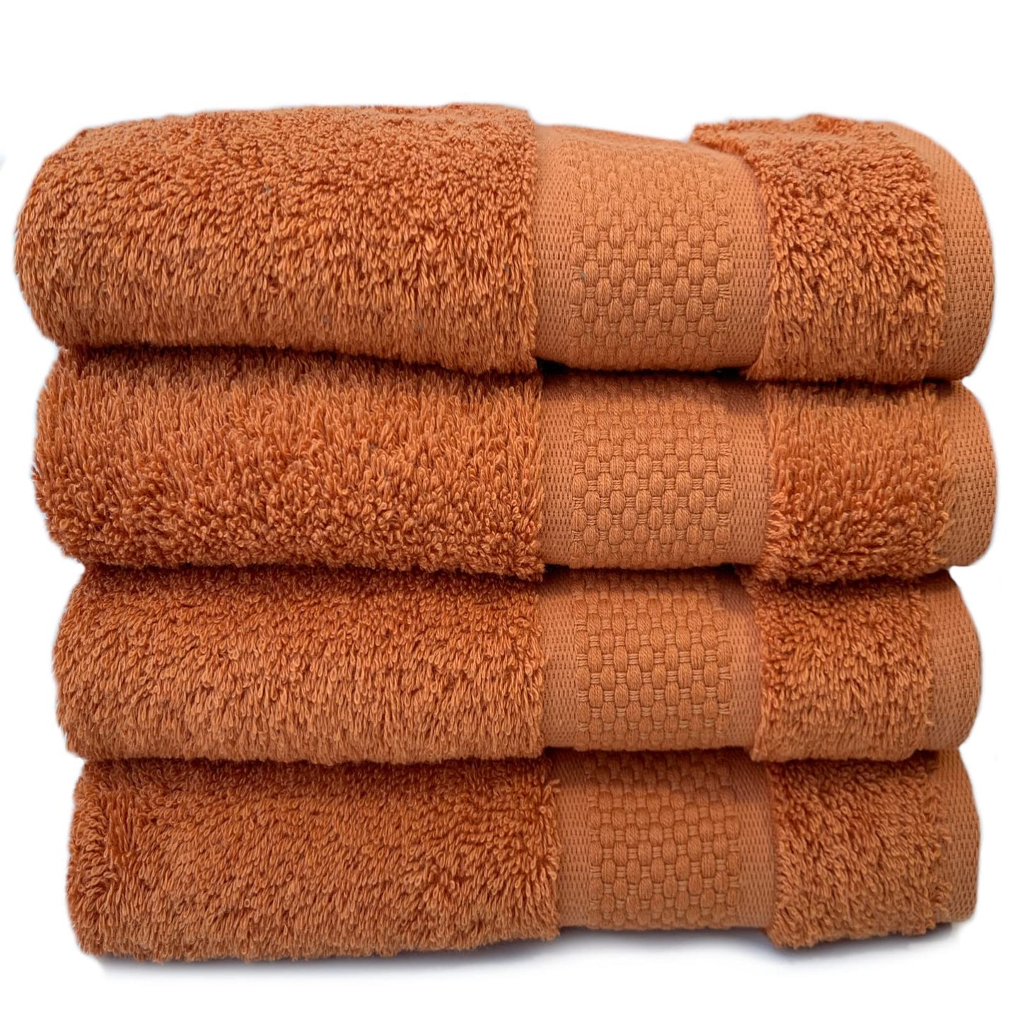 Sue Rossi Organic Turkish Cotton Guest Towels Set Of 4, Kitchen Or Bathroom Pack, Size 30cm x 50cm, Soft, Fluffy & Absorbent 600gsm Towel (Orange, 4)