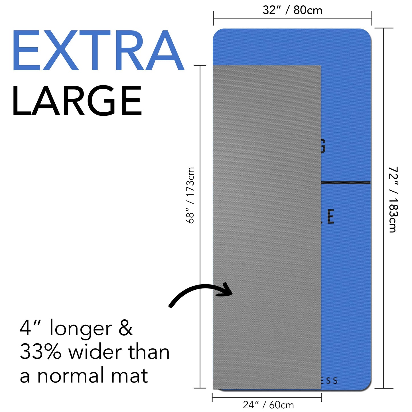 Large Exercise Mat Extra Wide & Extra Thick Yoga Mat (183cm x 80cm x 10mm), TPE Fitness Mat with Free Carry Straps, Perfect for HiiT Home Workouts &