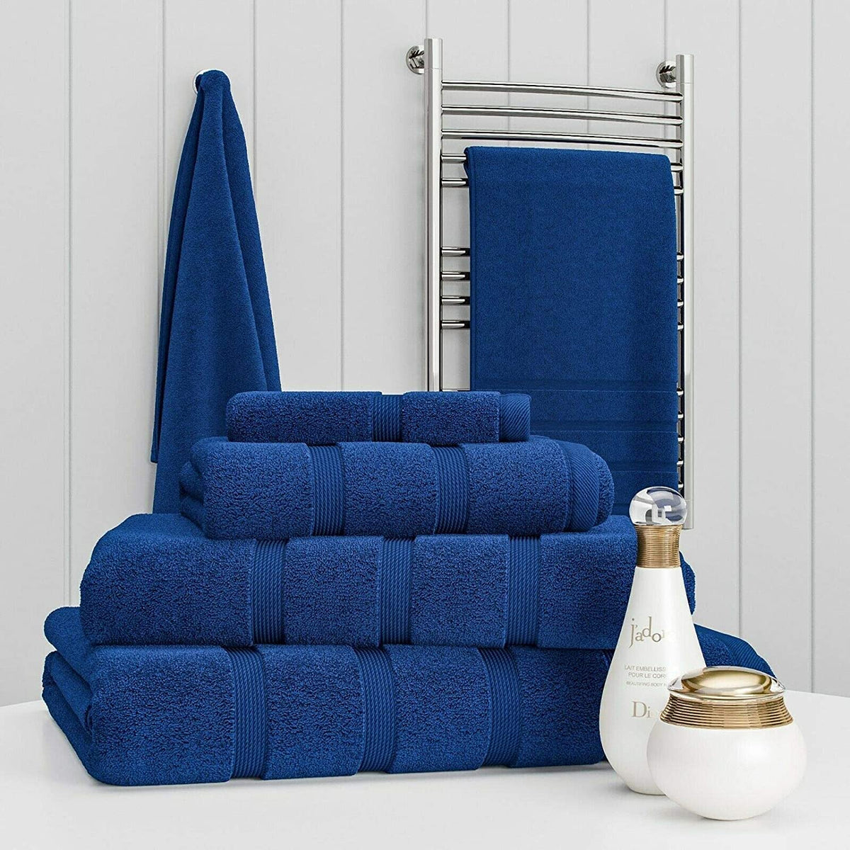 Z Fashion Luxury Towel Set 100% Cotton 2 Piece Towel Set Hand Towel Bath Towel Bale 500 GSM Bathroom towels 2 Piece Sets. Navy