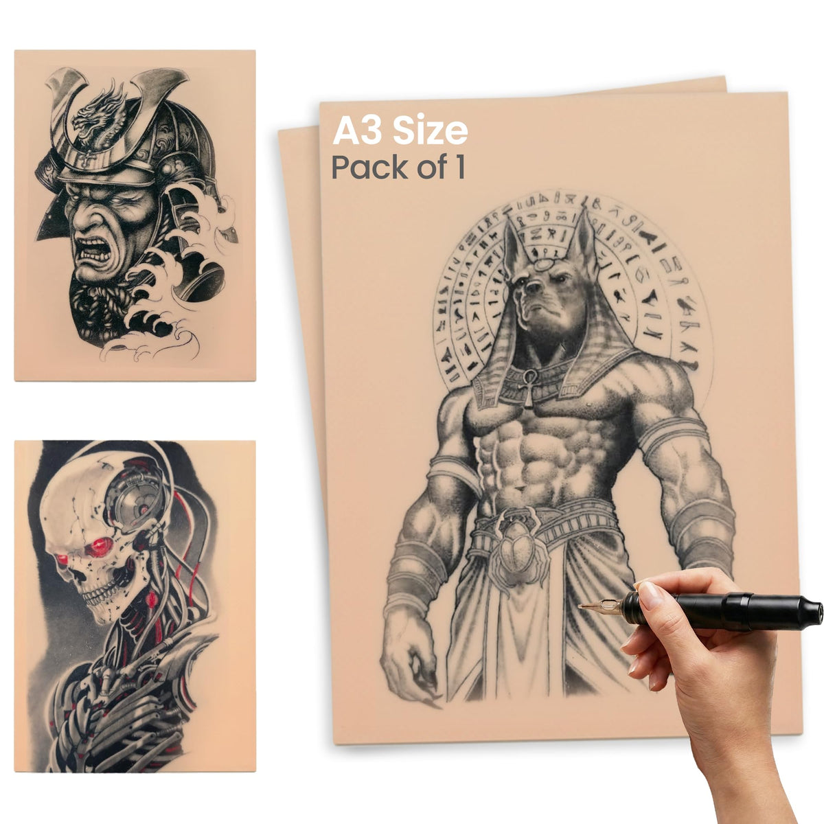 REEL SKIN by Best Fake Skin A3 Silicone Tattoo Practice Skins Pack of 1 Double-Sided, 2.5mm Thick Realistic Texture for Shading & Line Work