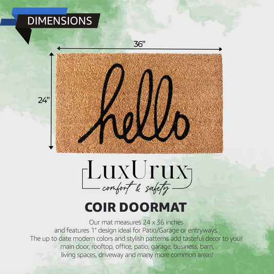 LuxUrux Welcome Mats Outdoor Doormat, with Heavy-Duty PVC Backing - Natural - Perfect Color/Sizing for Outdoor/Indoor uses.