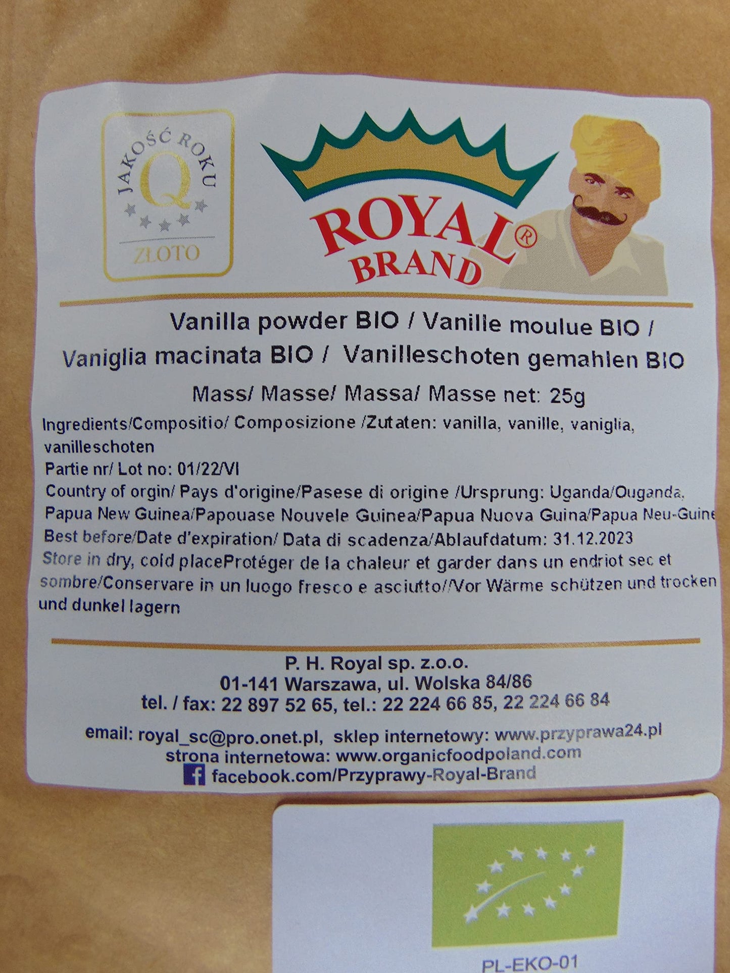 BIO Vanilla Beans Powder / Organic Ground Vanilla / 25g / No Pesticides and Plant Protection Products / Organic Vanilla Powder