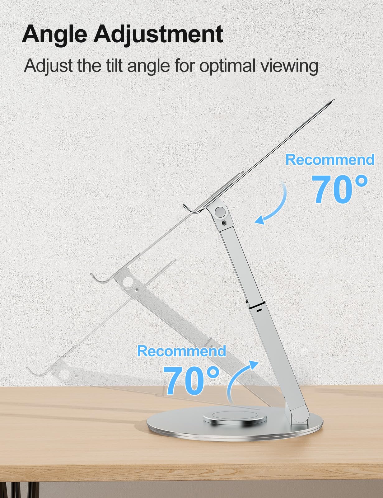 tounee Telescopic Laptop Stand for Desk with 360 Swivel Base, Sit to Stand, Height Adjustable, Portable Riser Holder for Good Posture, Compatible