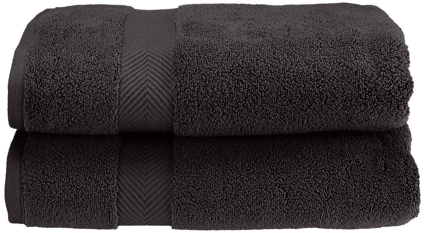 Superior Collection 100% Zero Twist Cotton Super Soft and Absorbent Bath Towel Set, Black (Set of 2)