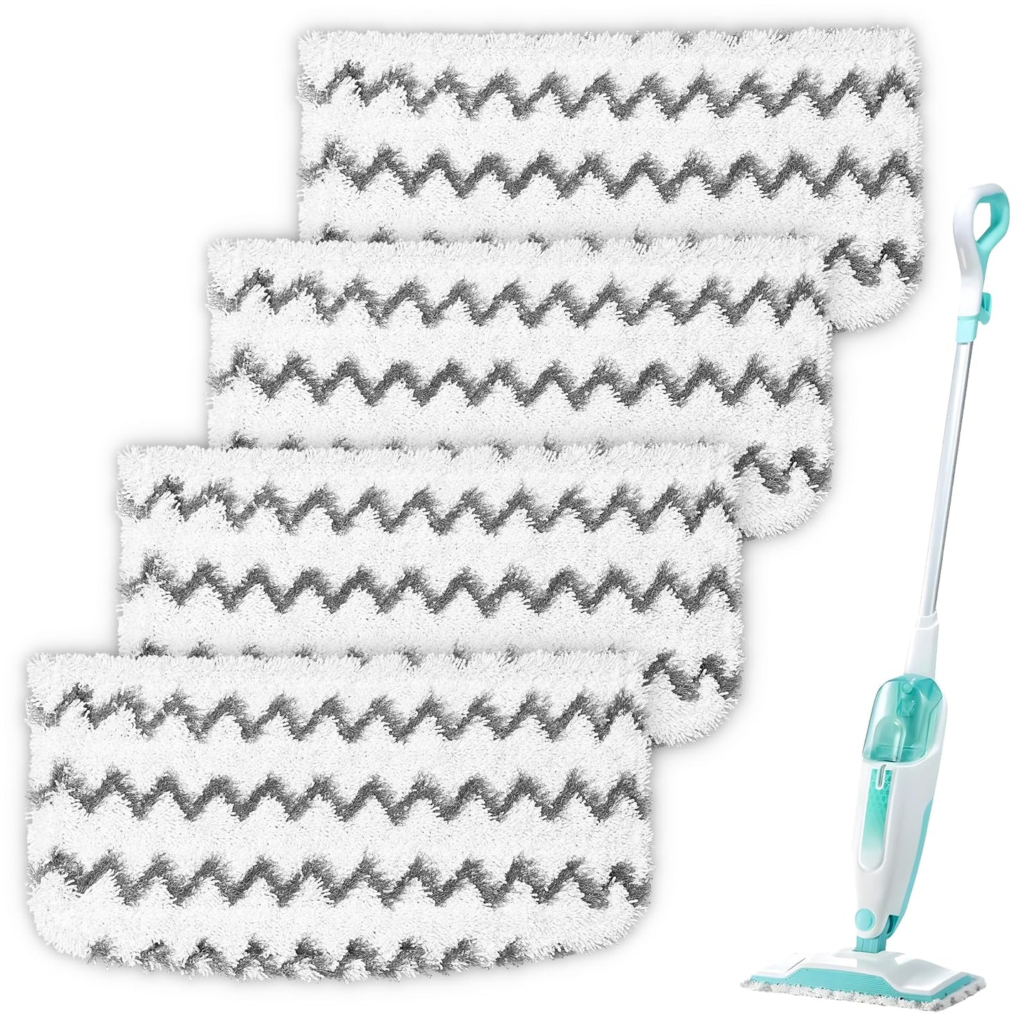 Jikefa 4PCS Steam Mop Pads Compatible with Shark Steam Mop S1000UK S2001UK S1000 S1000A S1000C S1000WM S1001C Beldray BEL01097, Washable Dirt Grip