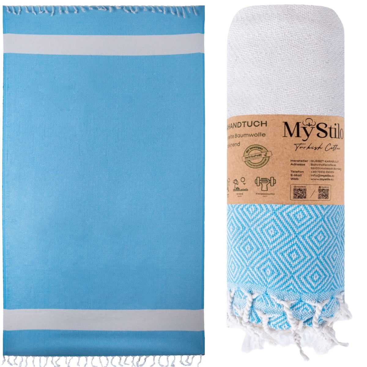 MyStilo 100% Recycled Cotton Hammam Towel Dark Turquoise