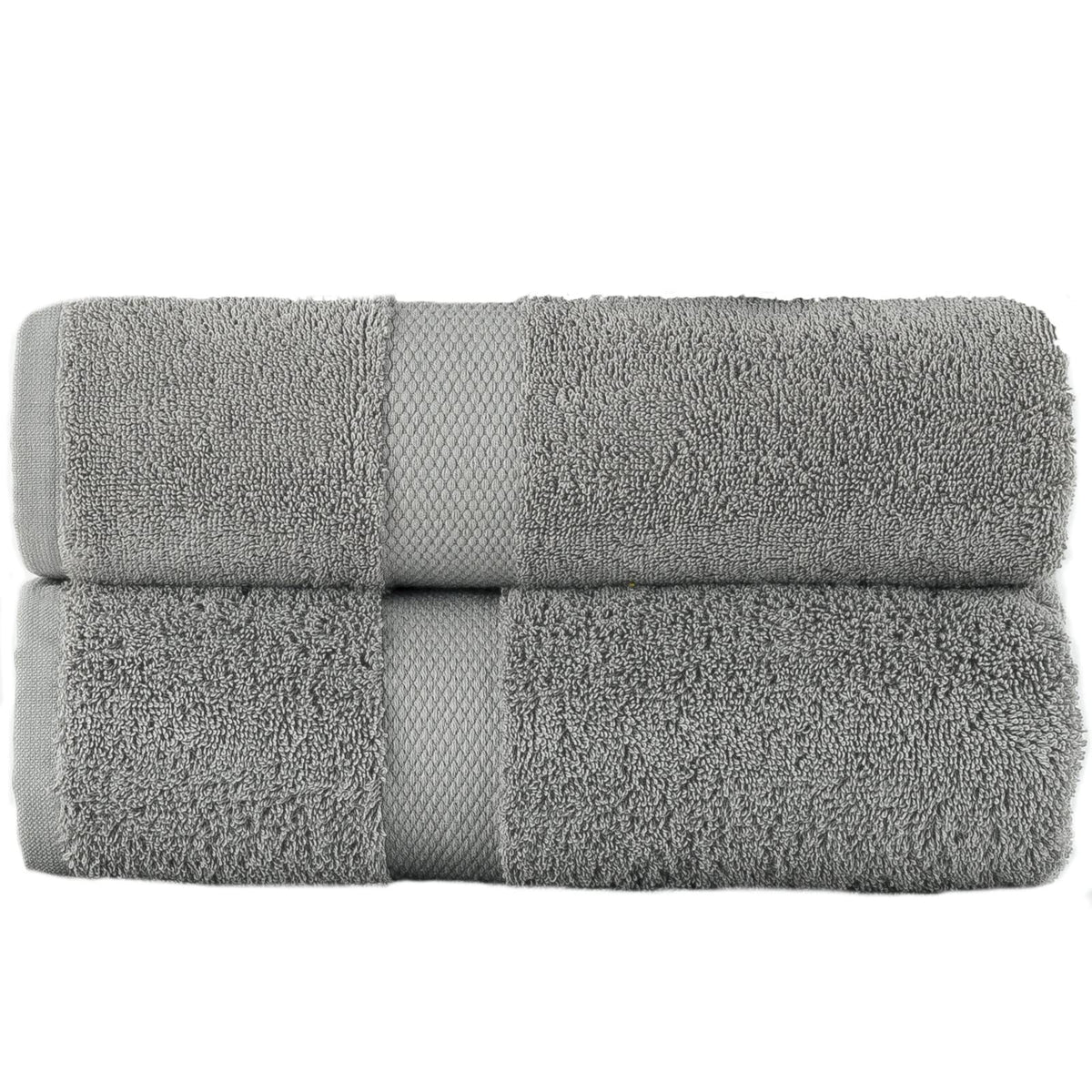 Sue Rossi 100% Egyptian Combed Cotton Hand Towels, Pack Of 2, Very Soft & Absorbent, Quick Dry 600gsm Thick Bathroom Or Kitchen Towel Set. Silver