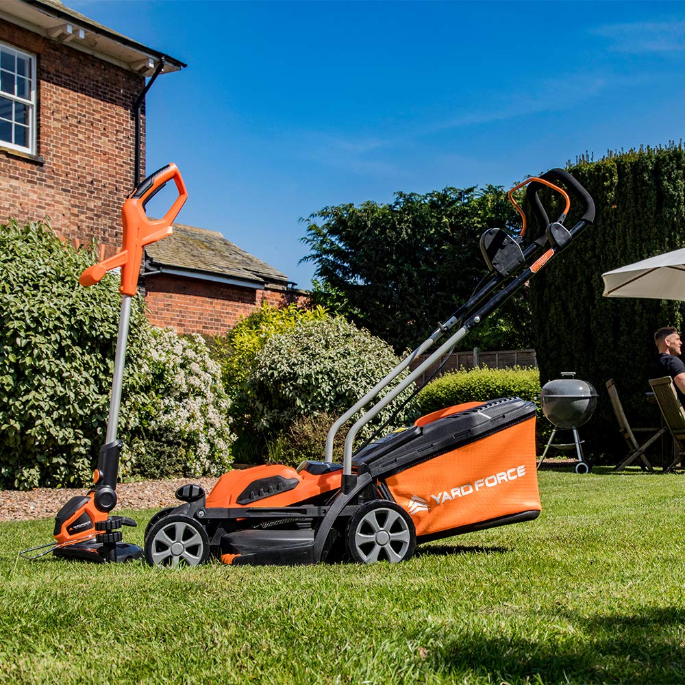 Yard Force 40 V 30 cm Cordless Grass Trimmer with Adjustable Head, Plant Guard and Wheel Support LT G30W - Battery and Charger not included ,