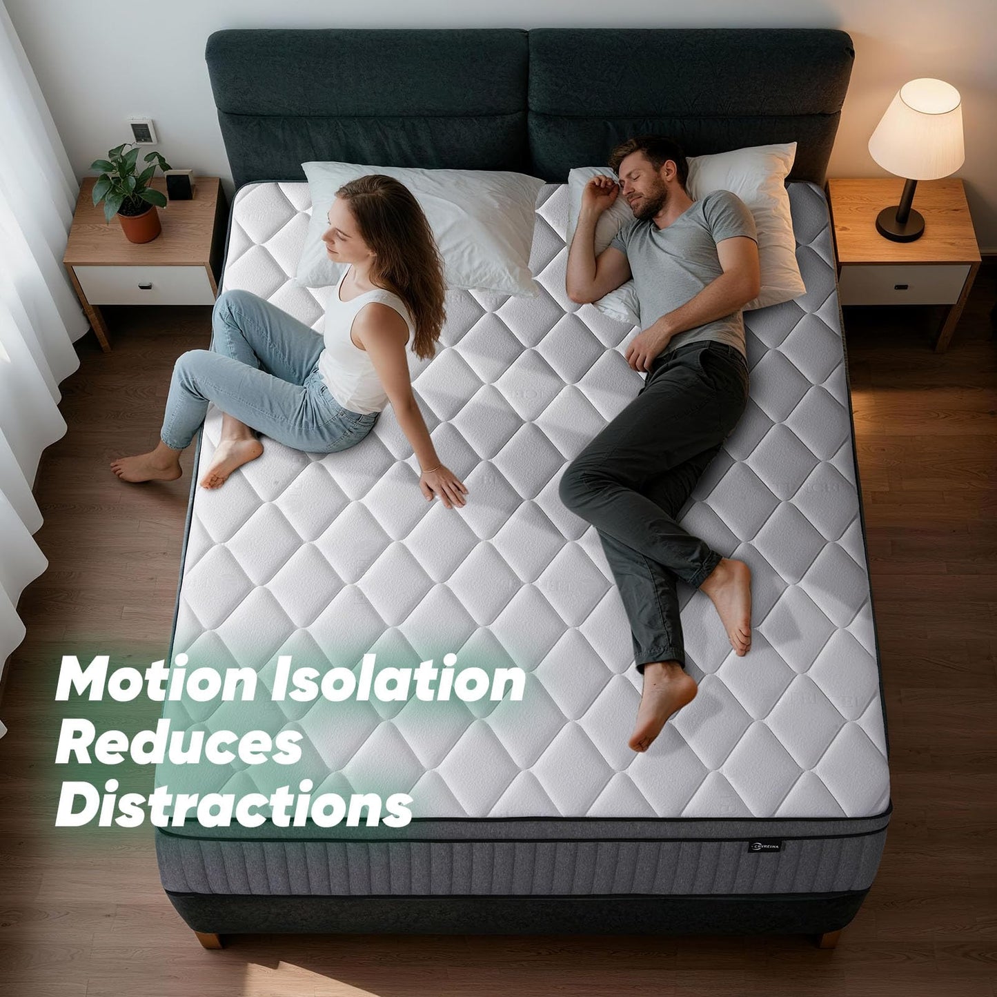 CRYREINA Double Mattresses Hybrid 10 Inch Double Bed Mattress Medium Firm, Individually Pocketed Springs for Motion Isolation, Memory Foam