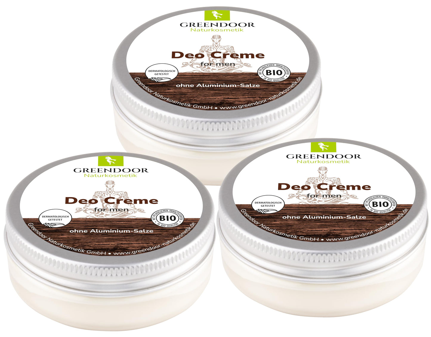 GREENDOOR Deodorant Cream for Men 3 x 50 ml Economy Pack, Natural Men Cream Deodorant, Natural Without Aluminium Salts, Alcohol, Parabens, Palm Oil,