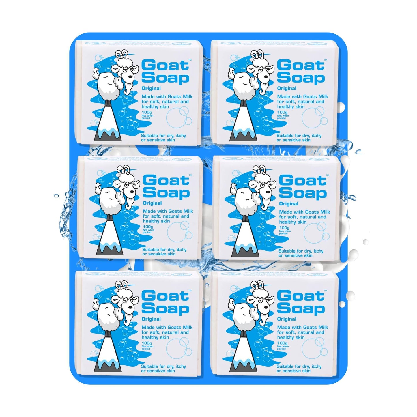 Goat Soap Value Six Packs - for Soft, Natural and Healthy Skin, Goats Milk Body Soap Bar - 6 x 100g (3.5oz) Bars - Original