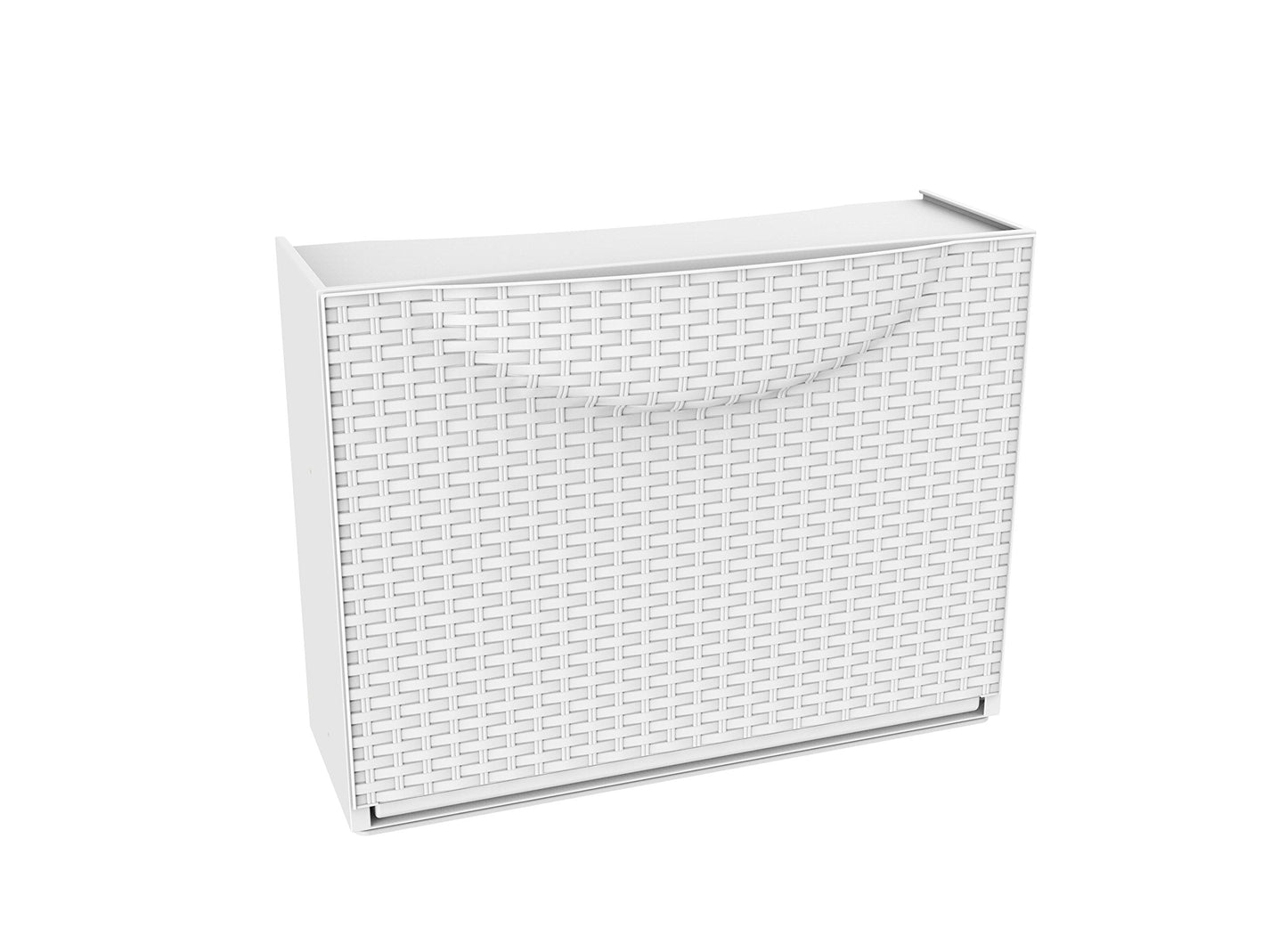 Terry Harmony Box Shoe Rack, White with Rattan finish, 51x19x39 cm