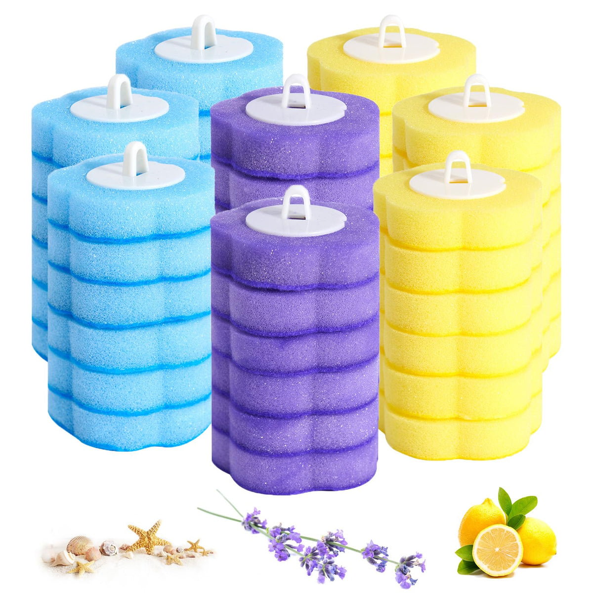 Chovbe Disposable Toilet Brush Refills, 48 PCS Scented Toilet Wand Refills (3 Flavors), Hygienic Replacement Heads with Ocean, Lavender, Lemon