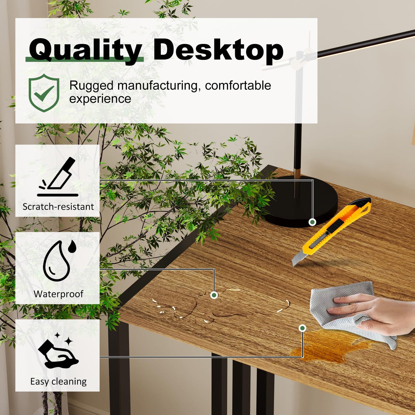 Lutown-Teen 90 cm Folding Small Desk No Assembly Required, Espresso