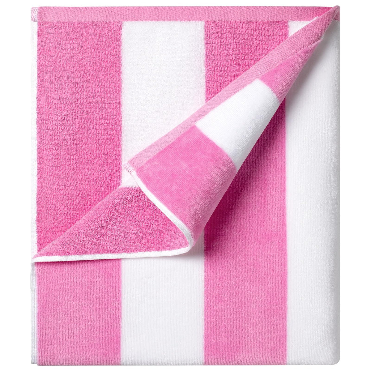Ouxiaobai Cotton Oversized Beach Towel - 180 x 90 CM Large Size Pool Towel, Striped Soft Cabana Swim Towel Pink