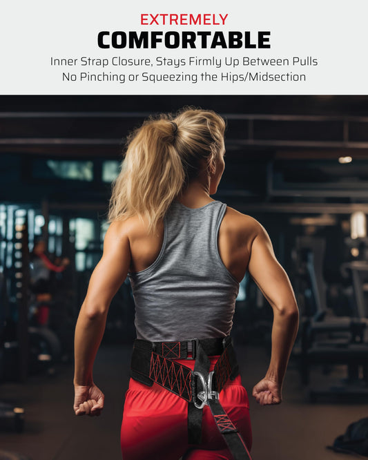 THEFITGUY Belt for Pulling, Strength Training, Adjustable Closure, 2 Straps & 4 Hooks Included