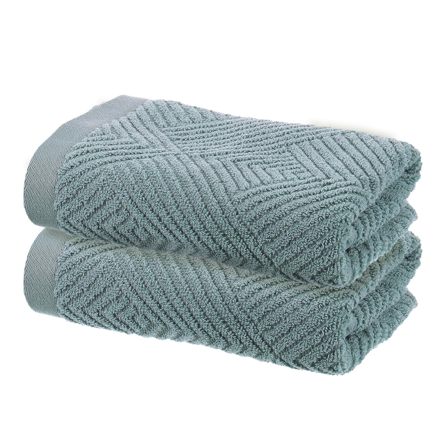 sourcing map 2 Pcs Bathroom Hand Towels Grey Green Soft Absorbent Face Towels Cotton Wash Cloths 13 x 29 Inch Kitchen Hand Towels for Bathroom Gym