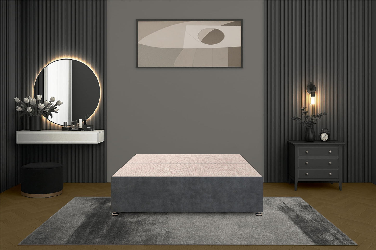 Bed Centre Flexby Divan Bed Base Only with 2 Drawers (Same Side), No Headboard - Available in 3FT, 4FT, 5FT & 6FT