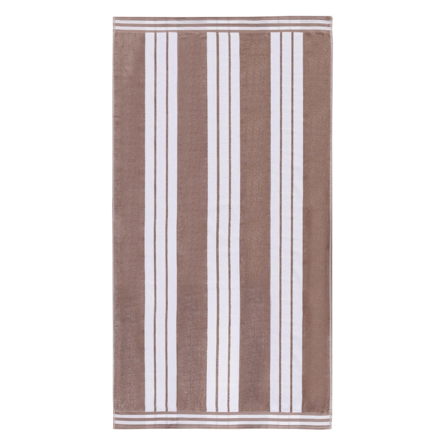 Superior Collection Combed Cotton Luxurious Jacquard Beach Towels, Taupe Cabana Stripe, Oversized