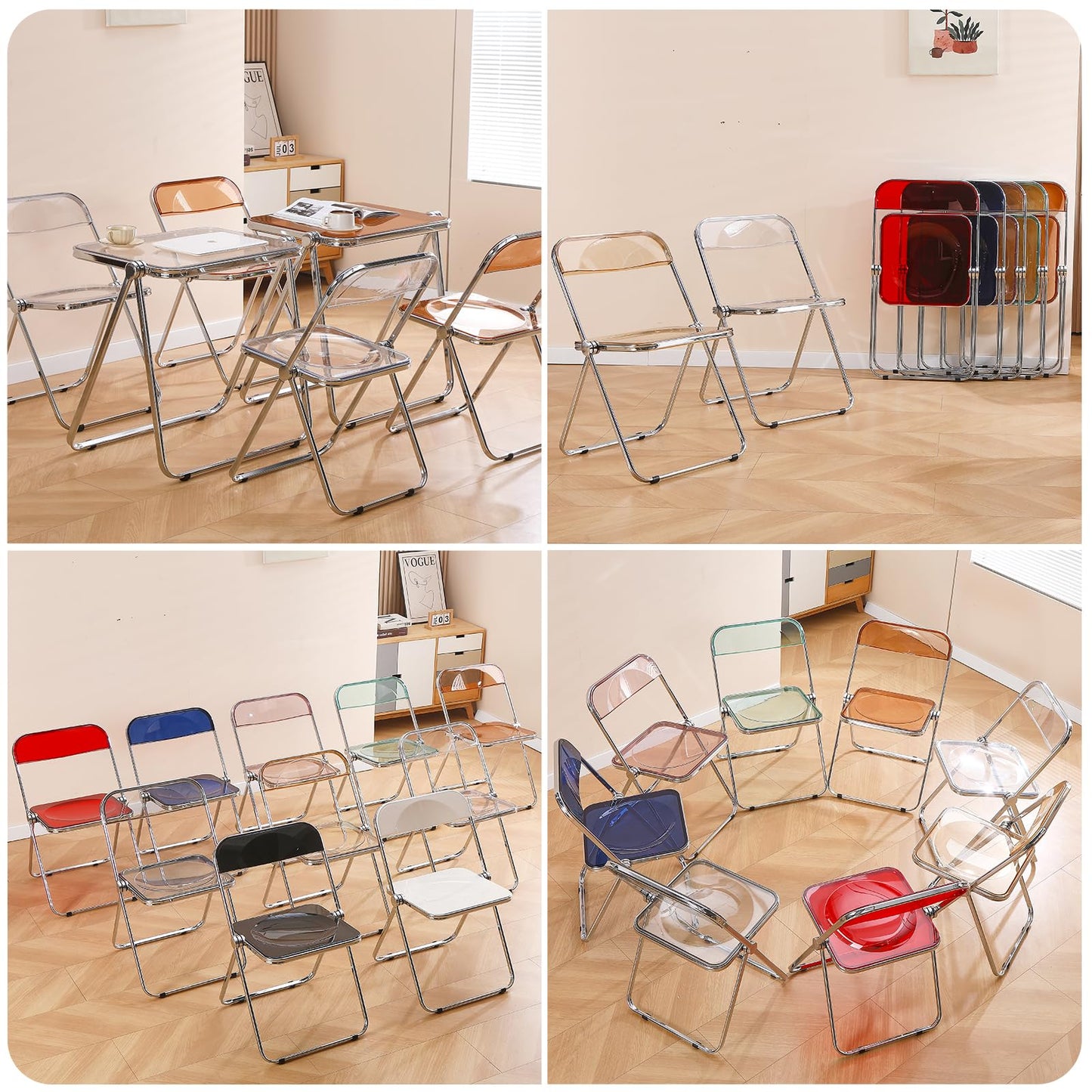 TAO ONE Acrylic Folding Chair Clear Morden Chrome Chair-Gray
