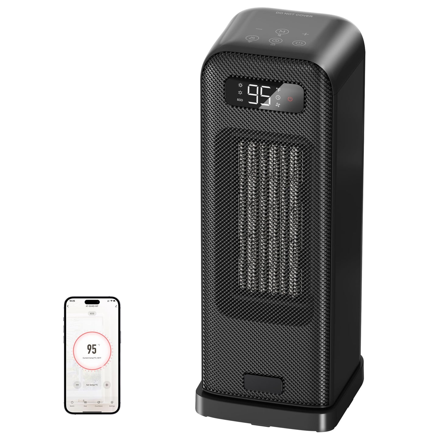 FLANUR Electric Heater for Home, 1500W Energy Efficient Quiet Space Heater, Smart Heater, Tower Fan Heater with WiFi & Voice Control, 12H Timer,