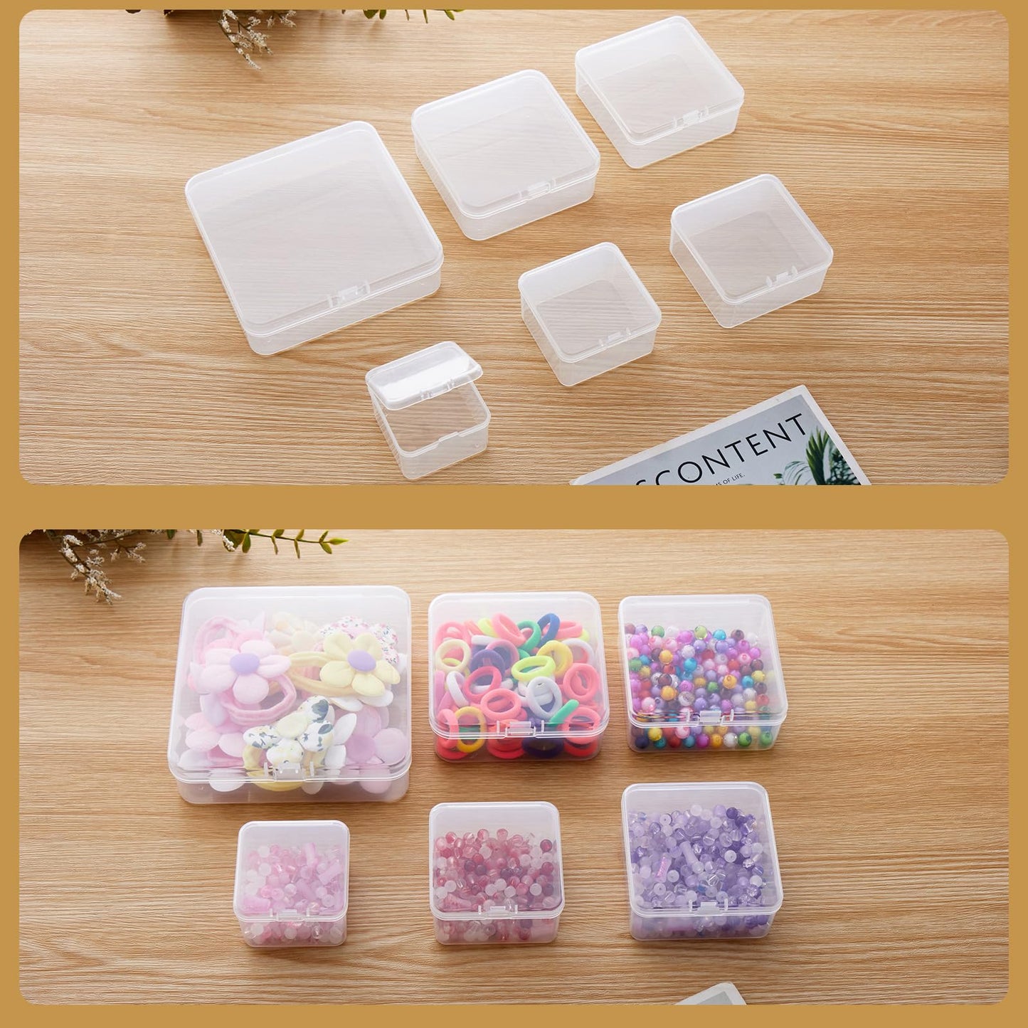 Goodma 18 Pieces Square Empty Mini Clear Plastic Storage Box, 65x65x35mm