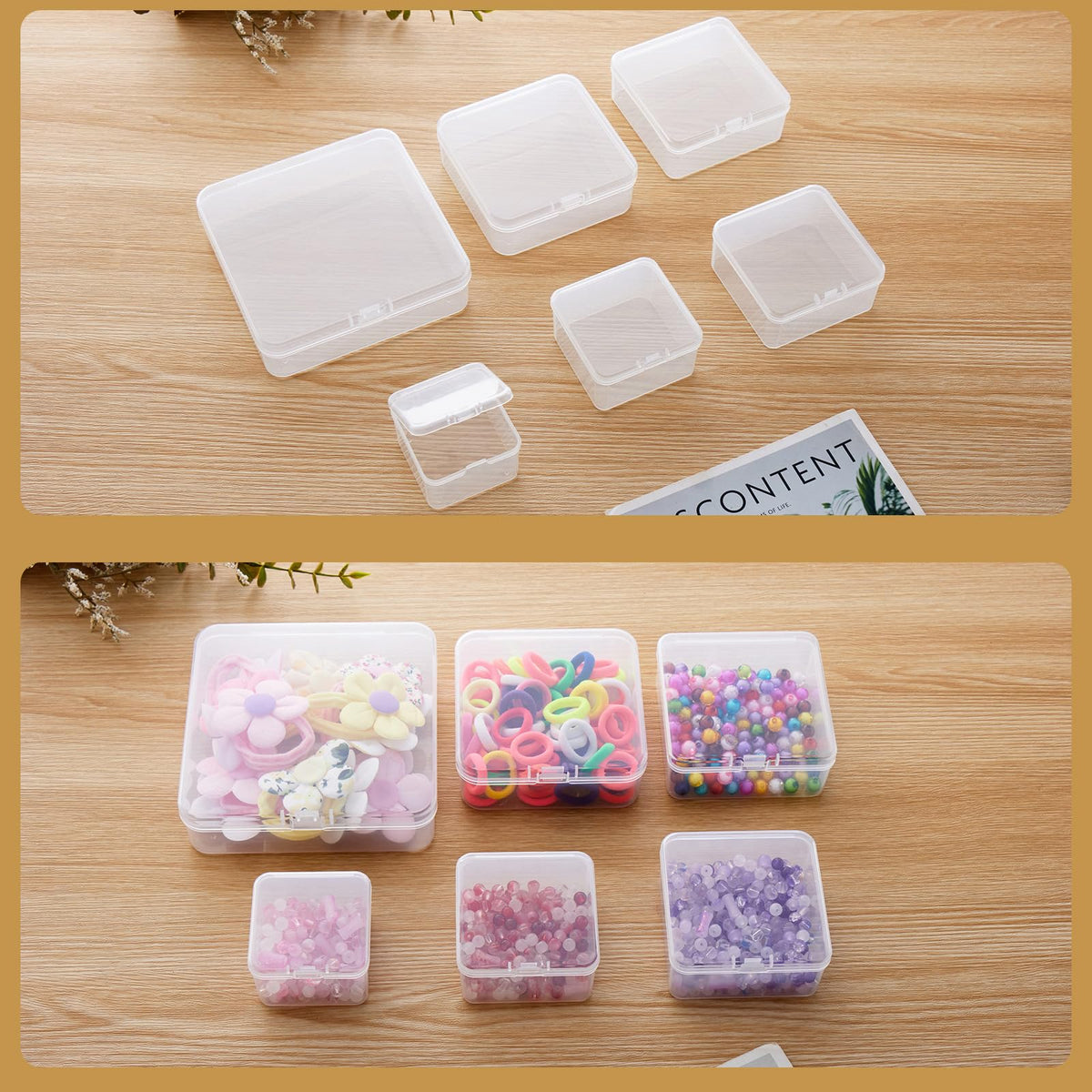 Goodma 12 Pieces Square Empty Mini Clear Plastic Storage Box, 85x85x35mm