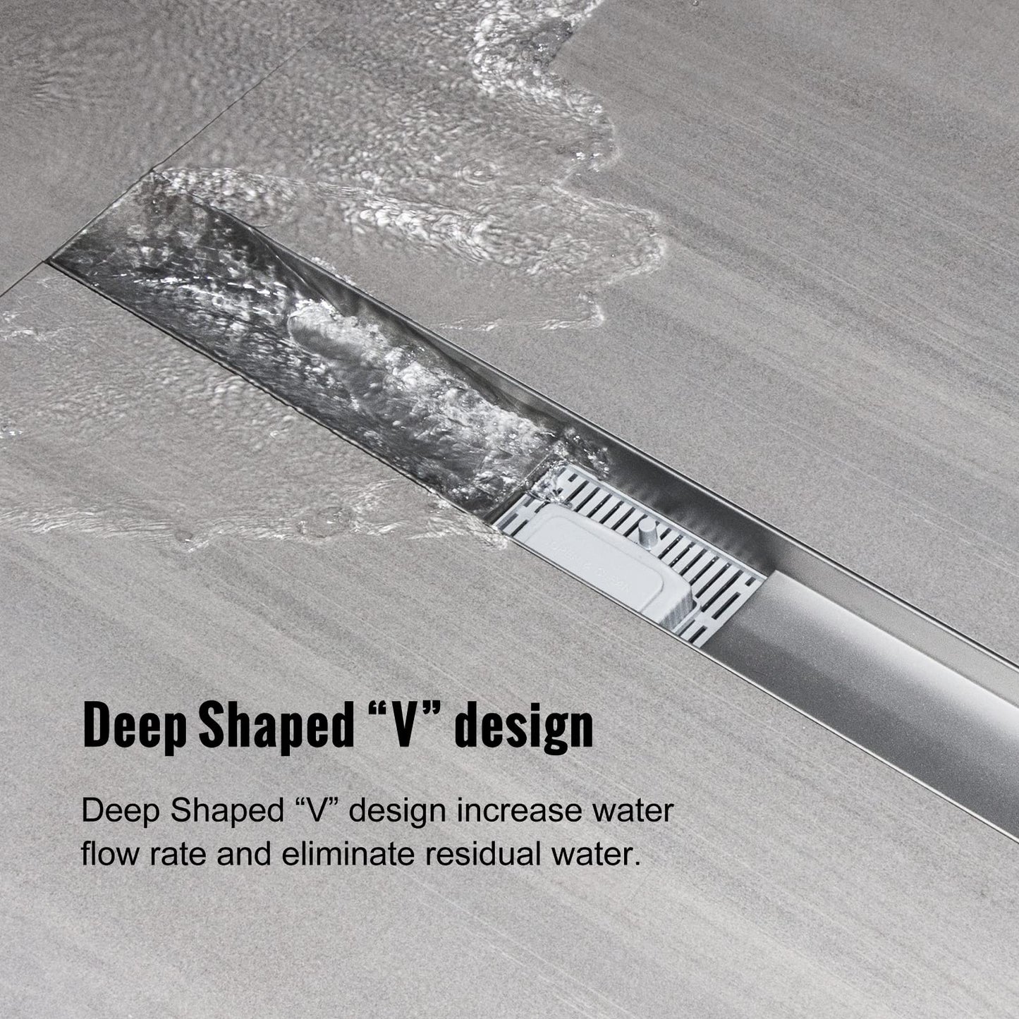 Sunrik Stainless Steel Shower Channel 40 cm, Quick Drainage, AEC Siphon